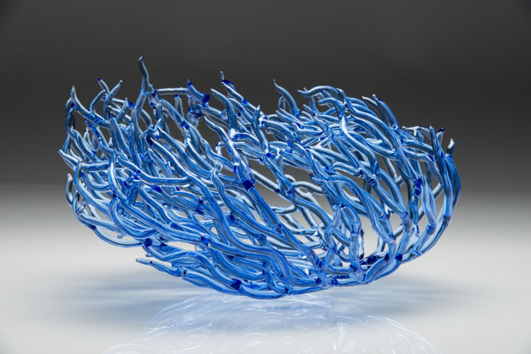 Blue Water Glass Sculpture Detail