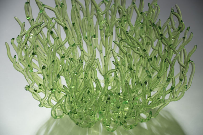 Green Glass Seaweed Sculpture Detail